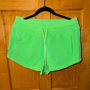 Lululemon Inner Glow High Rise Shorts Neon Highlight Yellow 8 3 inch